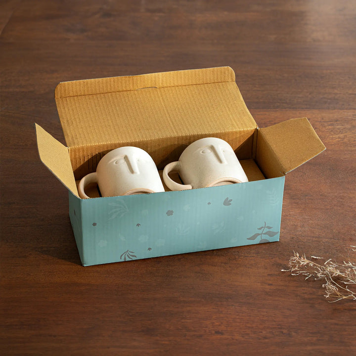 Juego de 2 tazas de café de cerámica Moai