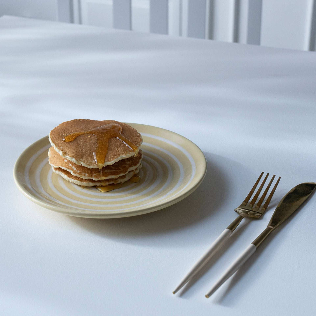Ceramic Breakfast Plate with Lemon Stripes