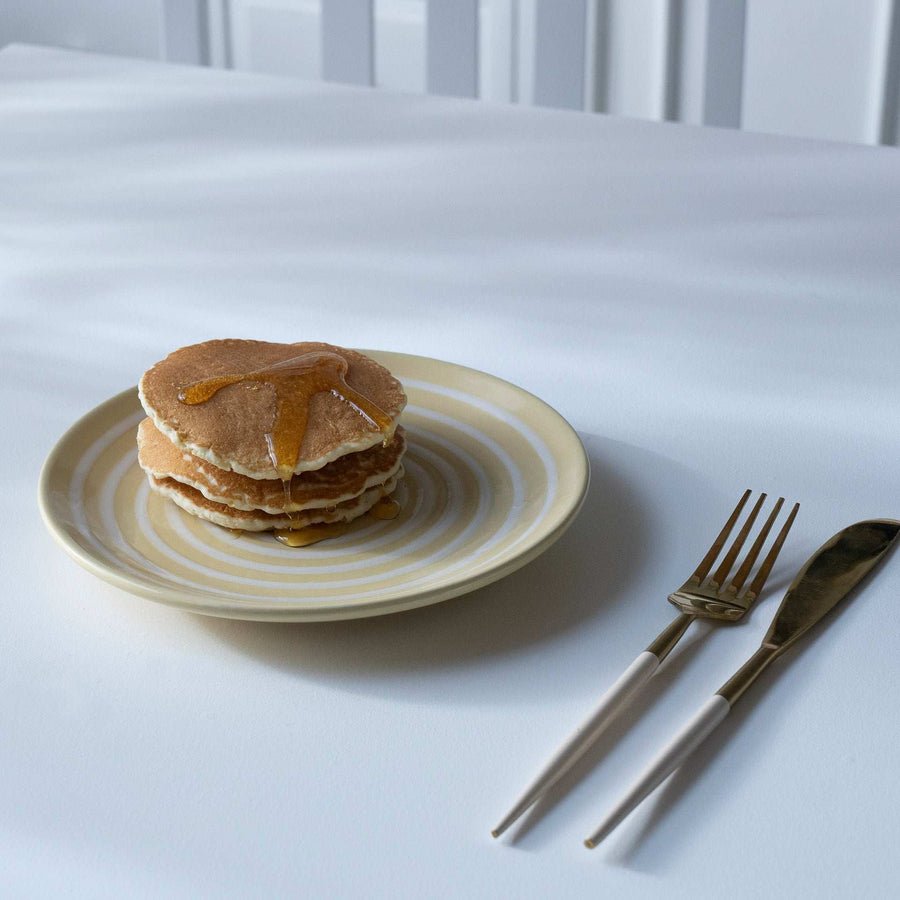 Ceramic Breakfast Plate with Lemon Stripes