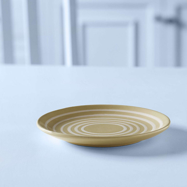 Ceramic Breakfast Plate with Lemon Stripes