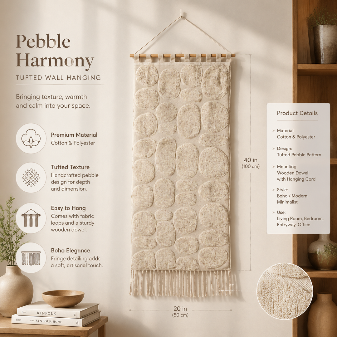 Pebble Harmony Tufted Wall Hanging | Cotton Textile Art