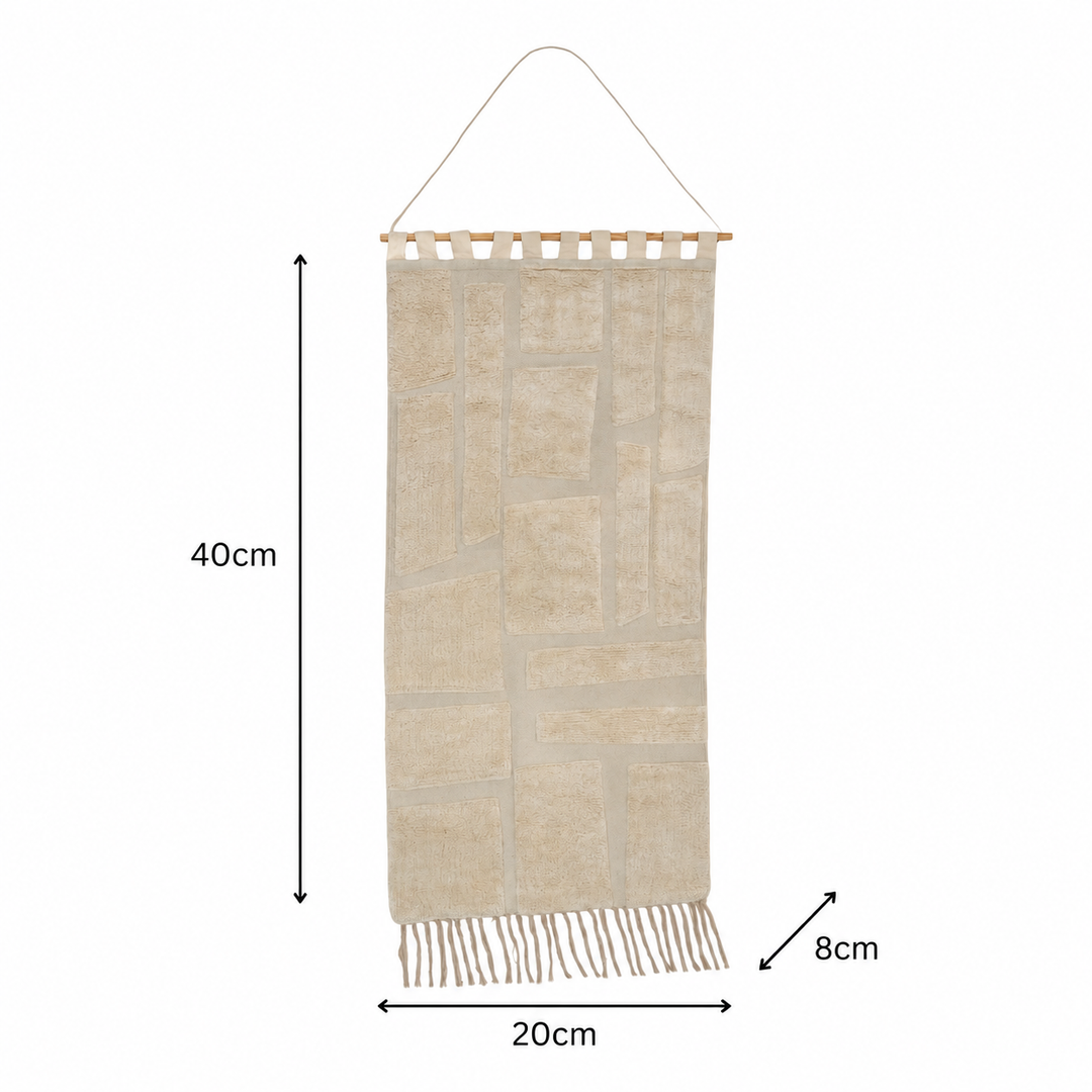Beige Block Tufted Wall Hanging | Geometric Cotton Wall Art