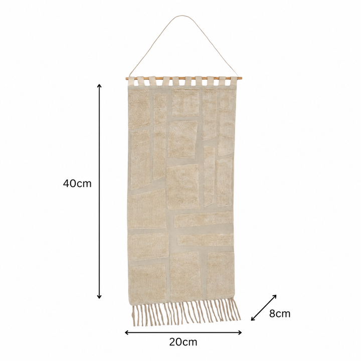 Beige Block Tufted Wall Hanging | Geometric Cotton Wall Art
