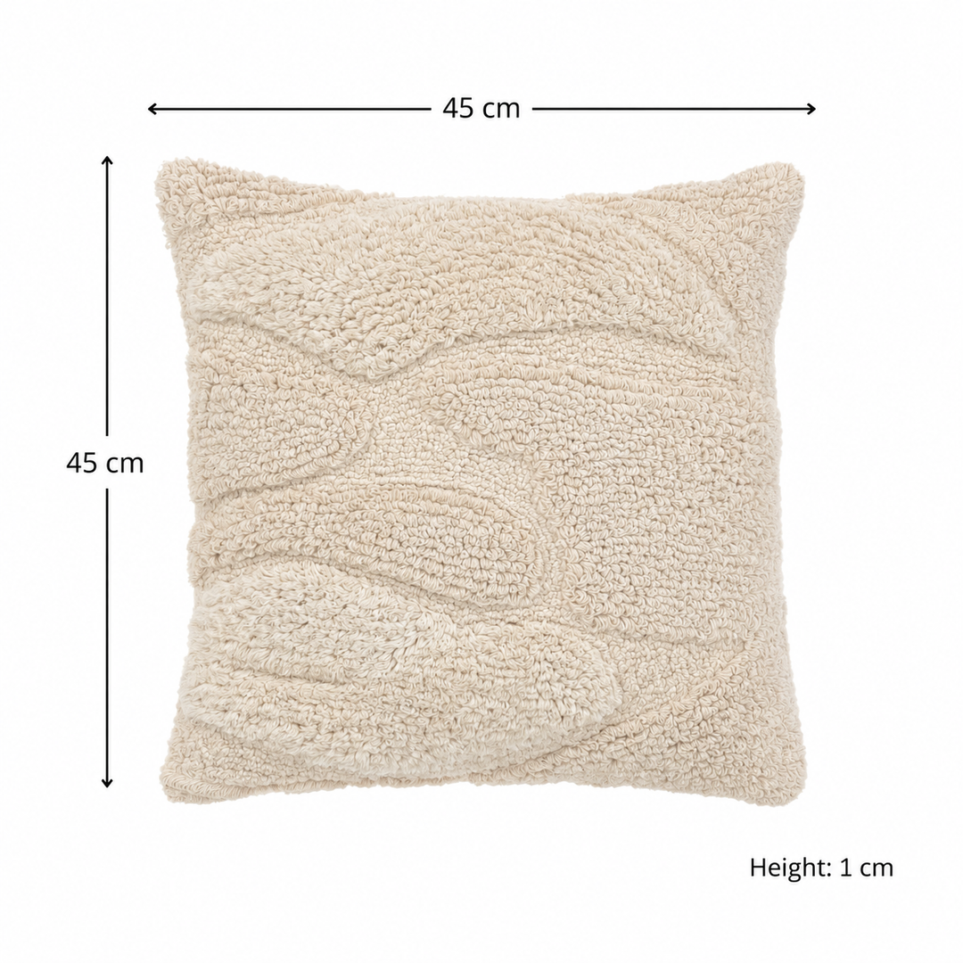 Ivory Haven Tufted Cotton Cushion with Tassels and Filler 46 cm