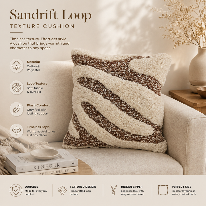 Sandrift Loop Textured Cotton Cushion with Filler 46cm