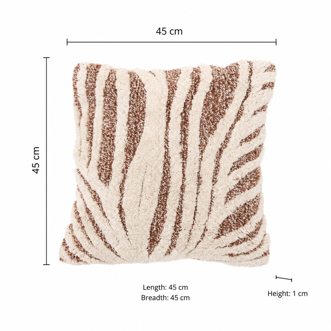Driftweave Zebra Pattern Tufted Cushion | Ivory & Brown Decorative Pillow