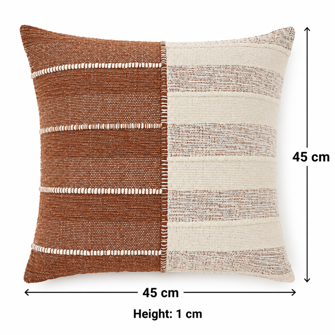 TerraSplit Woven Harmony Cushion | Slub Yarn Cotton Pillow