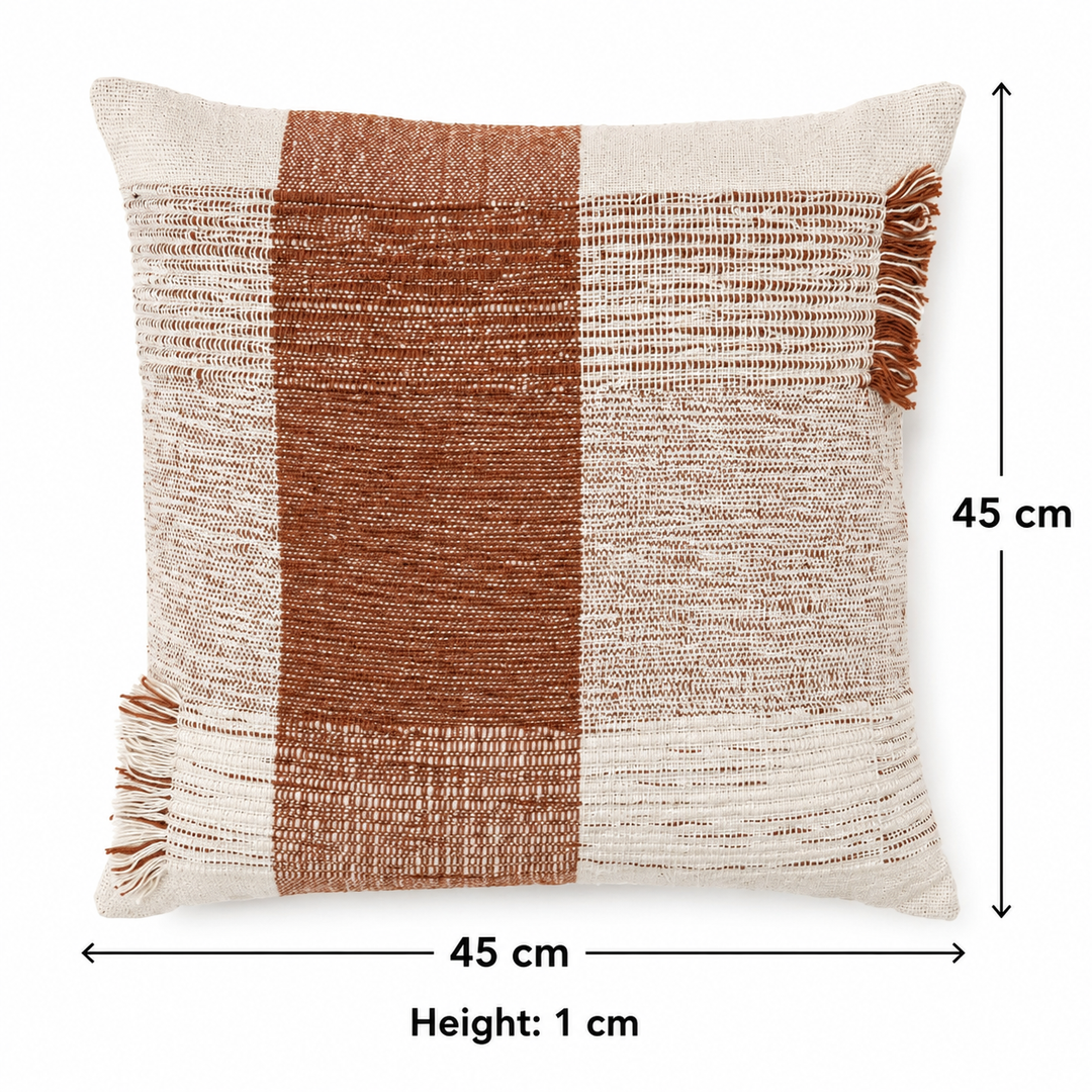 Terra Woven Pattern Cushion | Slub Yarn Cotton Decorative Pillow