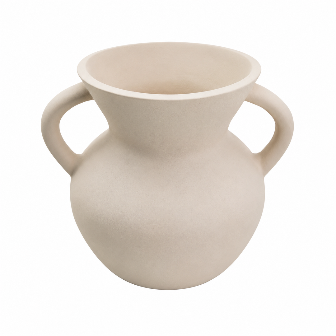 Helena Twin-Handle Terracotta Vase – Classic Mediterranean Décor Design in White