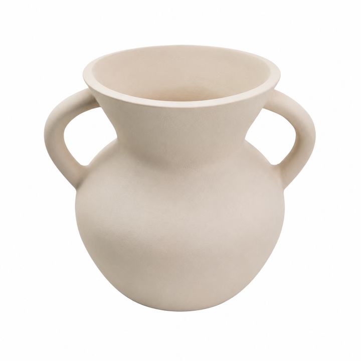 Helena Twin-Handle Terracotta Vase – Classic Mediterranean Décor Design in White