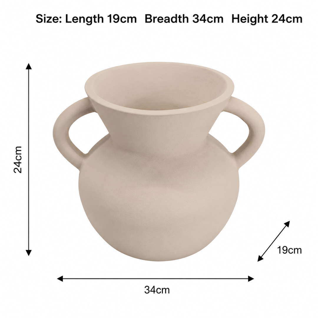 Helena Twin-Handle Terracotta Vase – Classic Mediterranean Décor Design in White