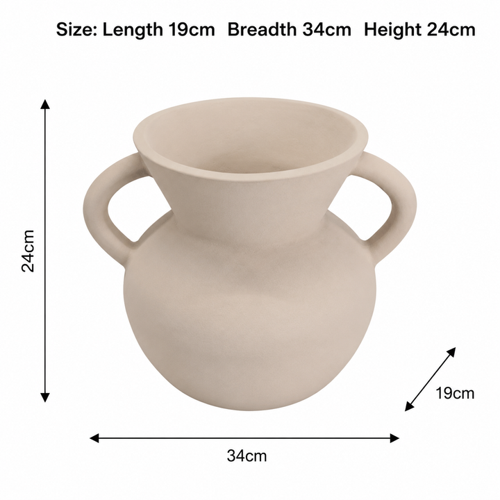 Helena Twin-Handle Terracotta Vase – Classic Mediterranean Décor Design in White