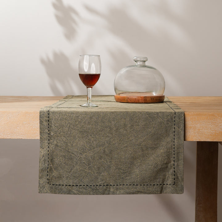 Cotton/Linen Table Runner - Green
