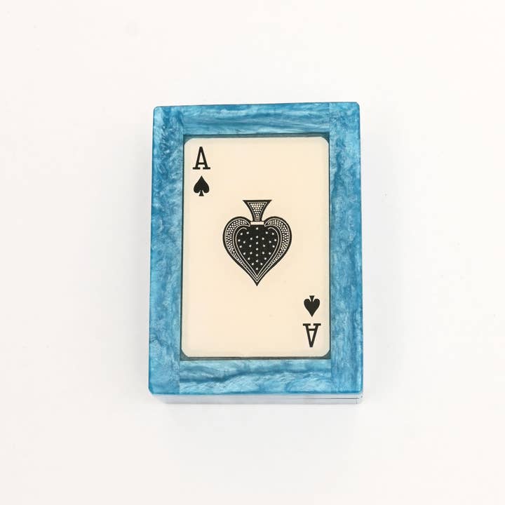 Blue Ace Resin Playing Card Box – Blue & White