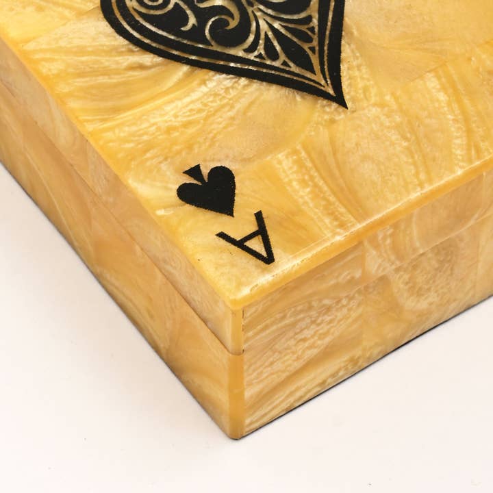 Golden Glow Resin Playing Card Box – Yellow & Black