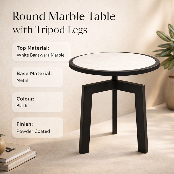 Round Marble Table with tripod legs