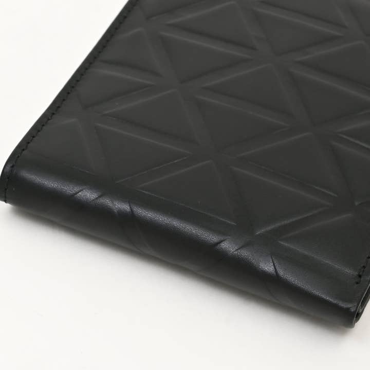 Luxury Black Napa Leather Wallet – Slim Croc Design with Coin Pocket & Card Slots