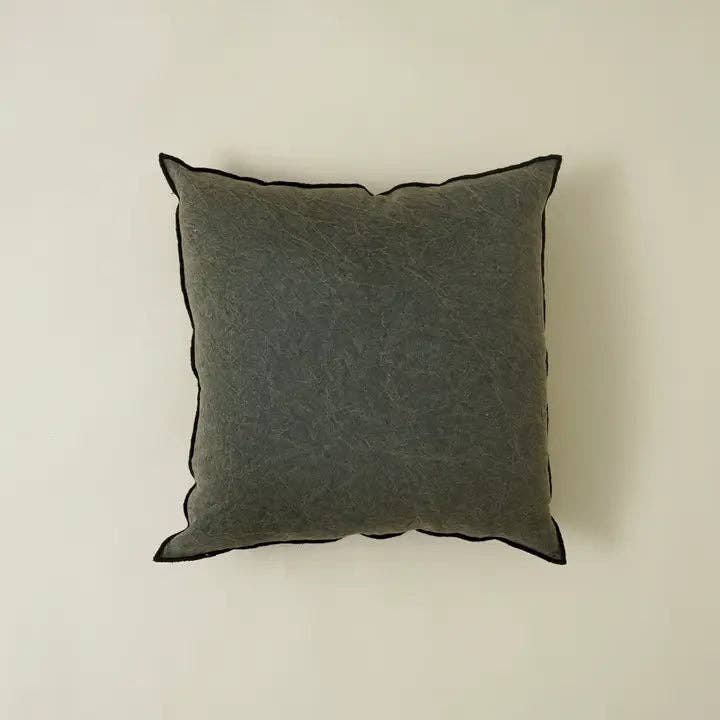 Handmade Cotton & Linen Cushion Cover – Beige, Brown & Green