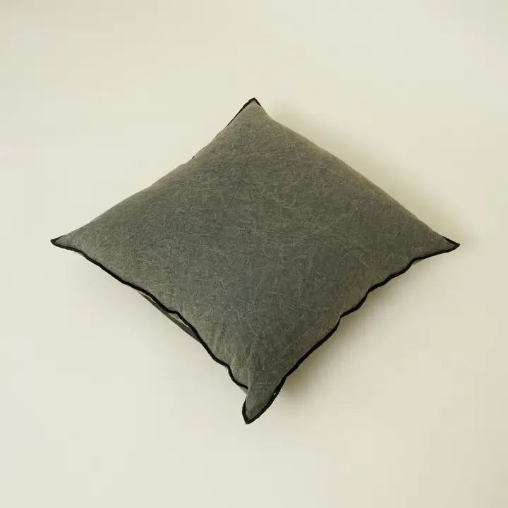Handmade Cotton & Linen Cushion Cover – Beige, Brown & Green
