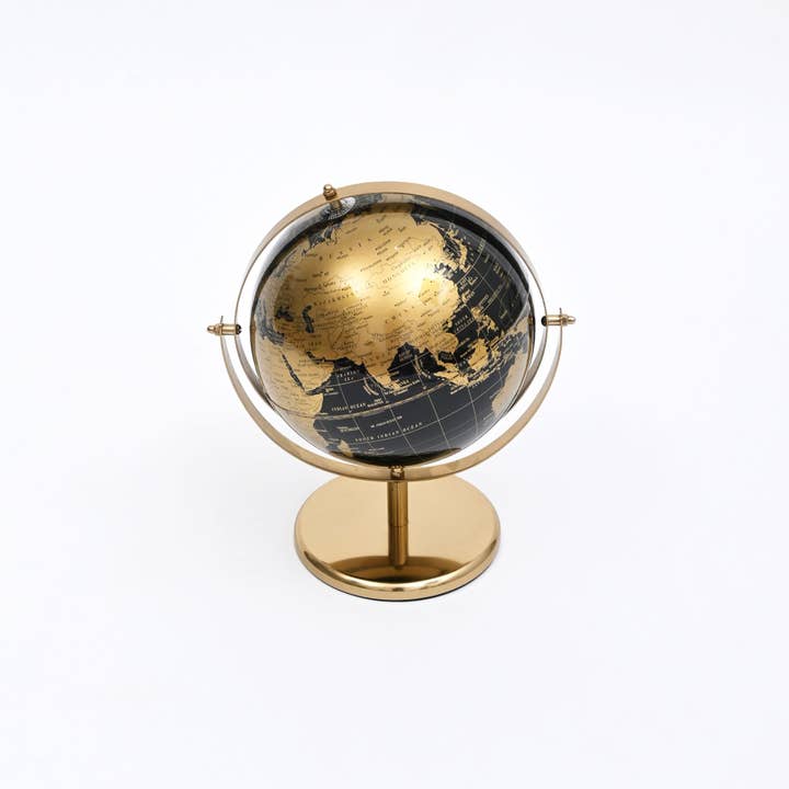 World Globe Decorative Metal Table Accent | Gold & Black