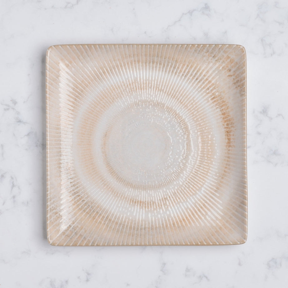 Paros Shell Sand Juliet Square Porcelain Platter with Foot 16 × 16cm – Set of 12 | Professional Hospitality Serving Platter