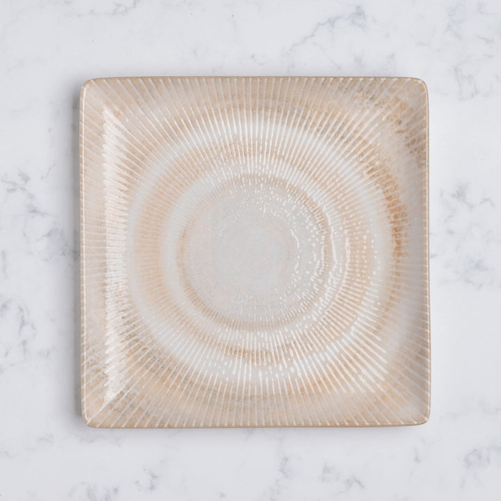 Paros Shell Sand Juliet Square Porcelain Platter with Foot 16 × 16cm – Set of 12 | Professional Hospitality Serving Platter