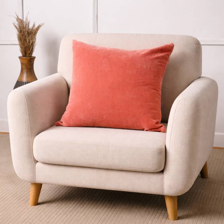Velvet Cotton Cushion- Dusty Rose Solid- 45x45 cm