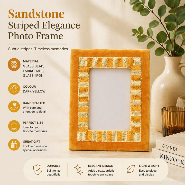 Sandstone Striped Elegance Photo Frame 5×7 Inch – Yellow & Beige