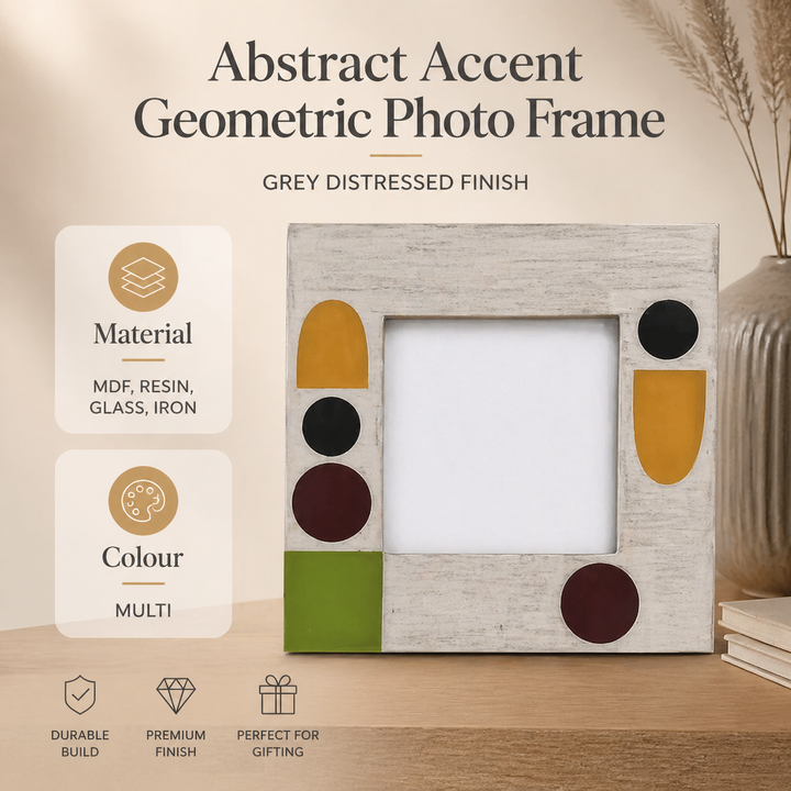 Abstract Accent Geometric Multi-Colored 4x4 Resin Photo Frame