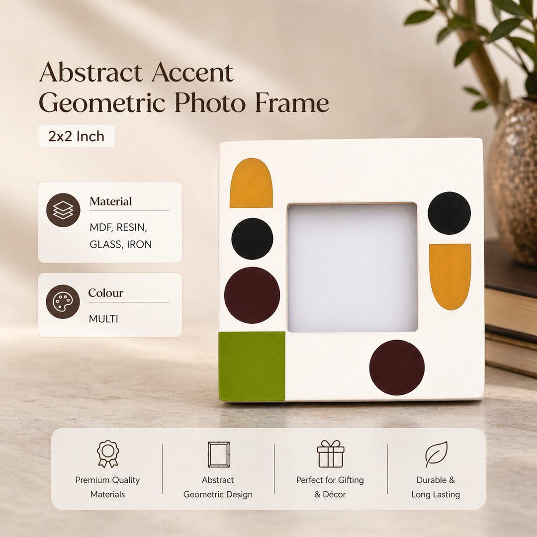 Abstract Accent Geometric Multi-Colored 2x2 Resin Mini Photo Frame