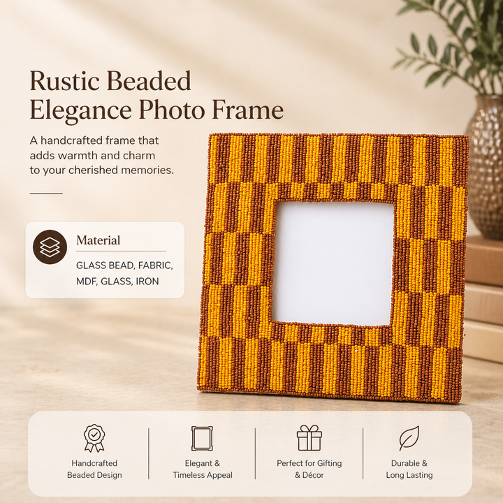 Rustic Brown Beaded 4x4 Photo Frame