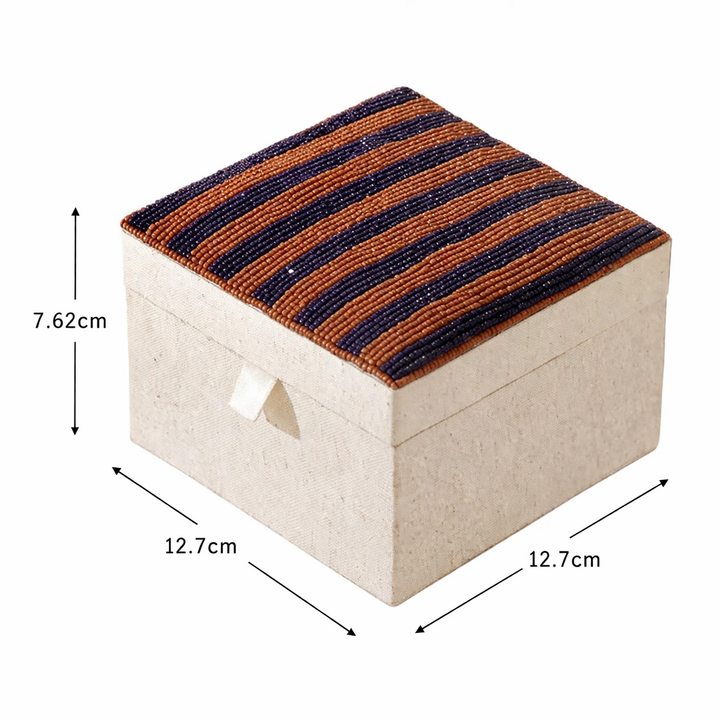 Classic Charm Multi-Colored Beaded 5×5×3 Keepsake Box