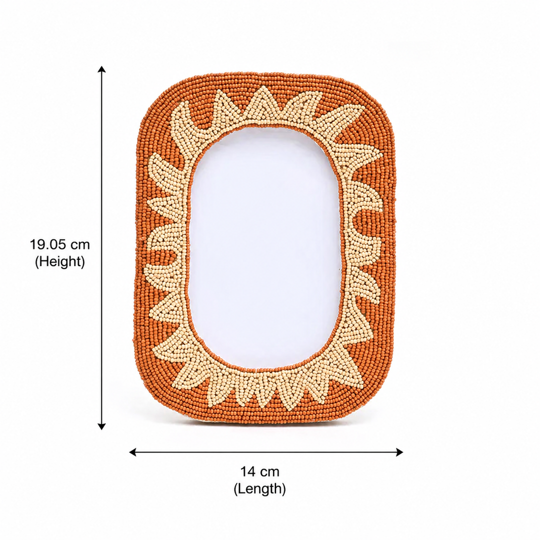 Terracotta Sunburst Beaded Photo Frame  - 4×6 Inch