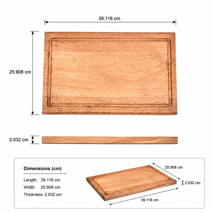 Premium Wooden Cutting Board with Juice Groove | Durable Food-Safe Chopping, Serving & Charcuterie Platter for Kitchen