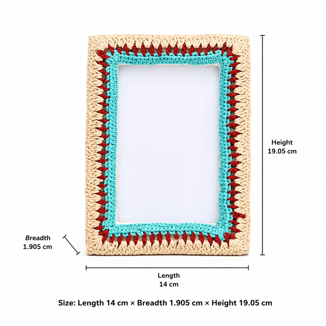 Earth & Aqua Boho Beaded Photo Frame 4×6 Inch – Artisan Décor
