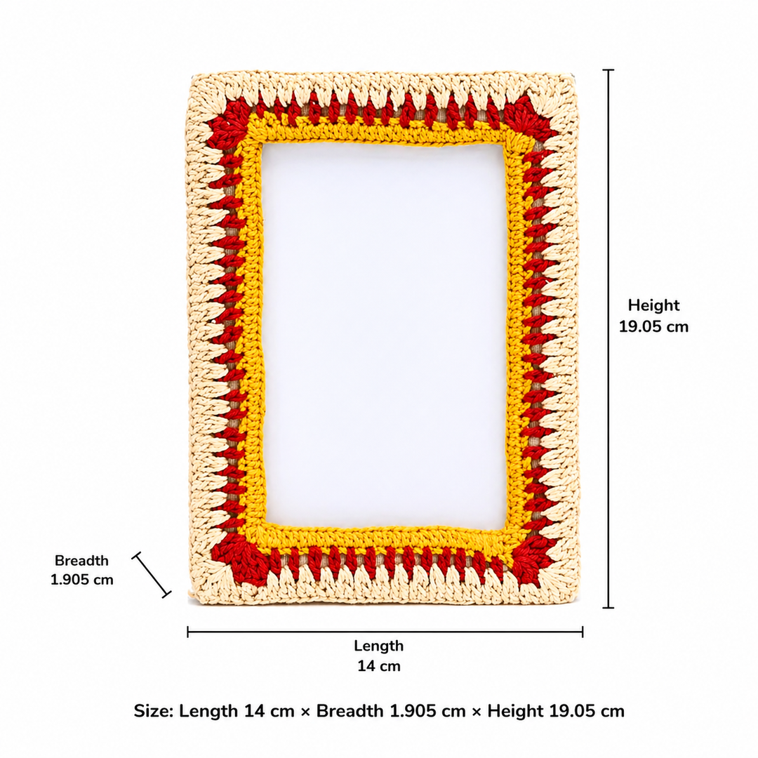 Golden Amber Beaded Elegance Photo Frame 4×6 Inch – Artisan Décor