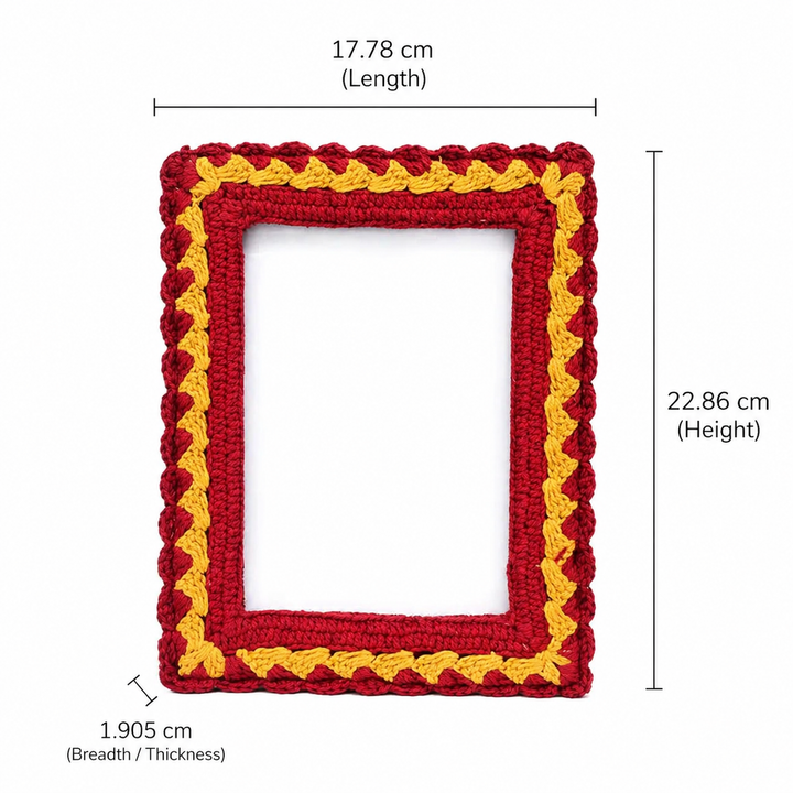 Amber Harvest Crochet Photo Frame 5×7 Inch – Orange & Pink