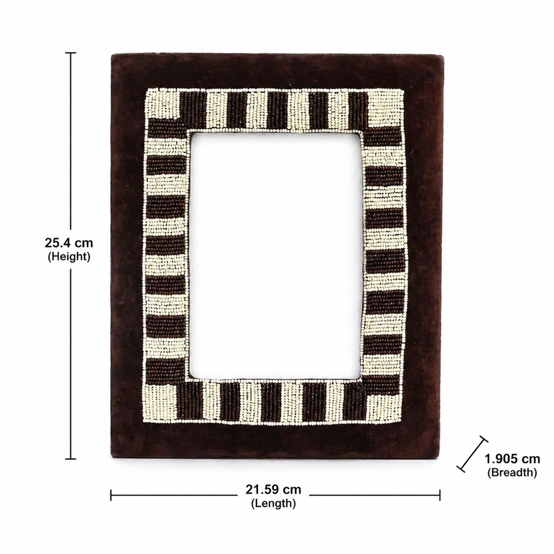 Classic Mocha Striped Photo Frame 5×7 Inch – Brown & Beige