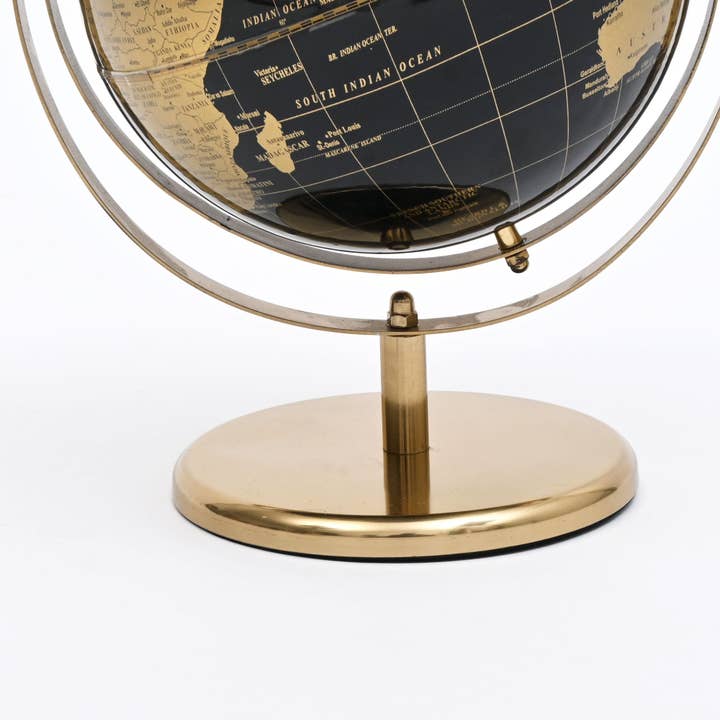 World Globe Decorative Metal Table Accent | Gold & Black