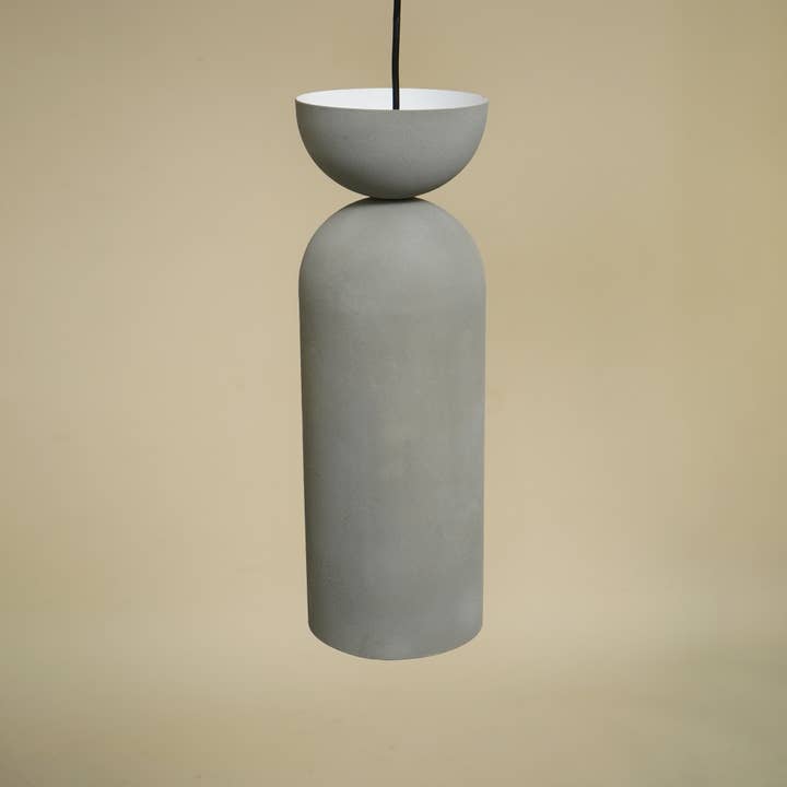 Modern Tall Grey Pendant Lamp Iron Aluminium Glass