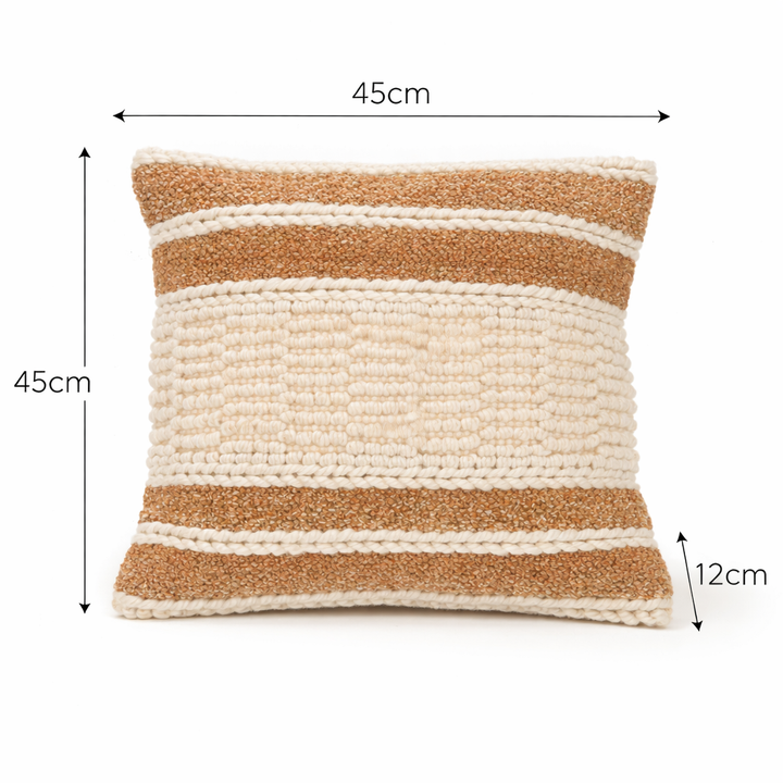 Beige/Ivory Handwoven Cushion – Soft Decorative Throw Pillow for Sofa, Bed, and Accent Chair