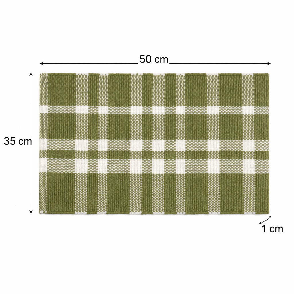 Green Checker Stripe Placemat – Durable Polyester Table Mat for Dining and Kitchen