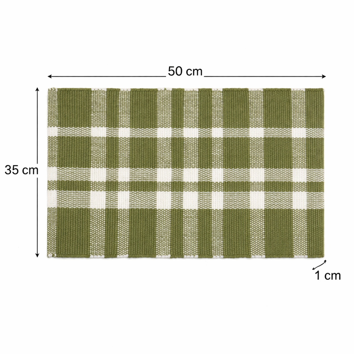 Green Checker Stripe Placemat – Durable Polyester Table Mat for Dining and Kitchen
