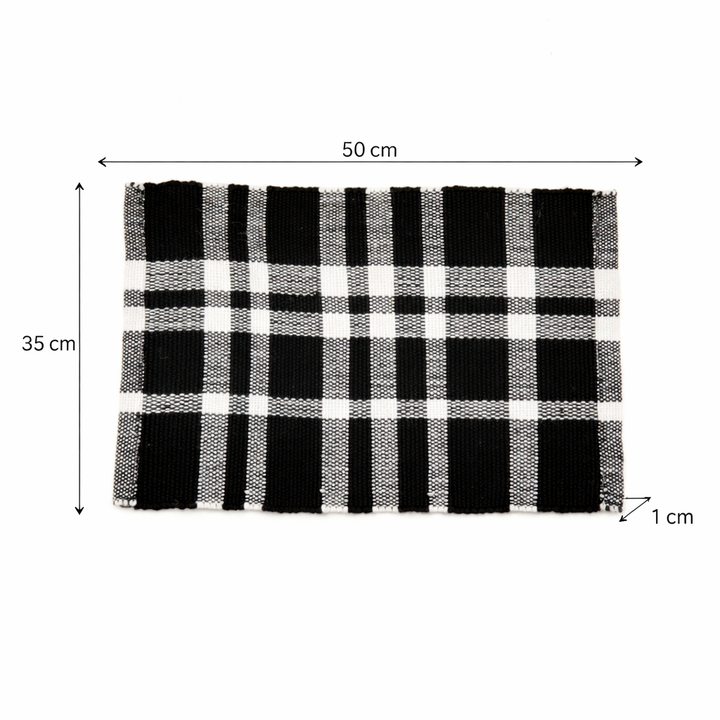 Charcoal Checker Stripe Placemat – Durable Polyester Table Mat for Dining and Kitchen
