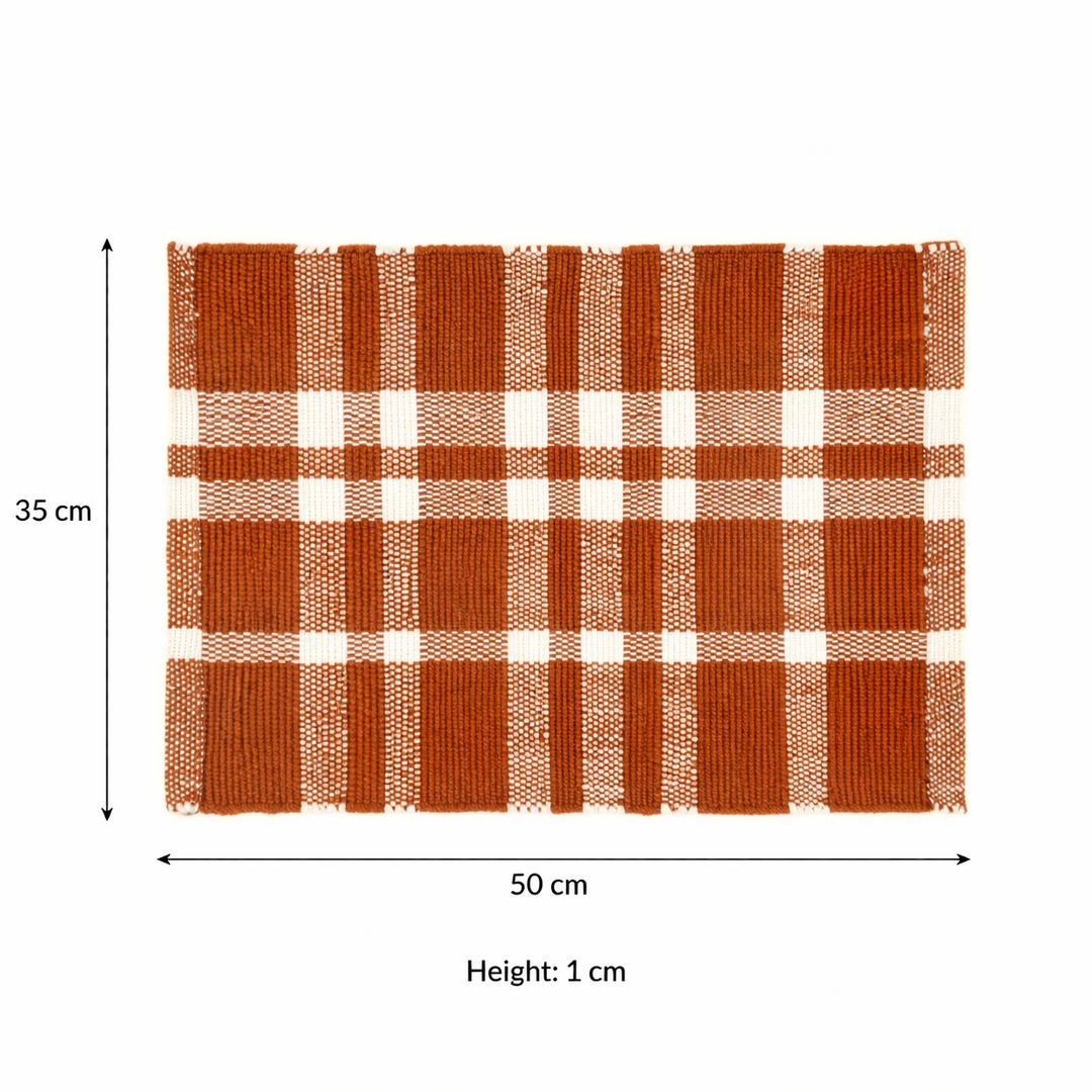 Rust Checker Stripe Placemat – Durable Polyester Table Mat for Dining and Kitchen