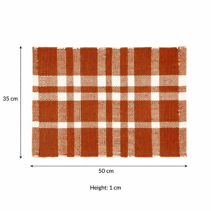 Rust Checker Stripe Placemat – Durable Polyester Table Mat for Dining and Kitchen