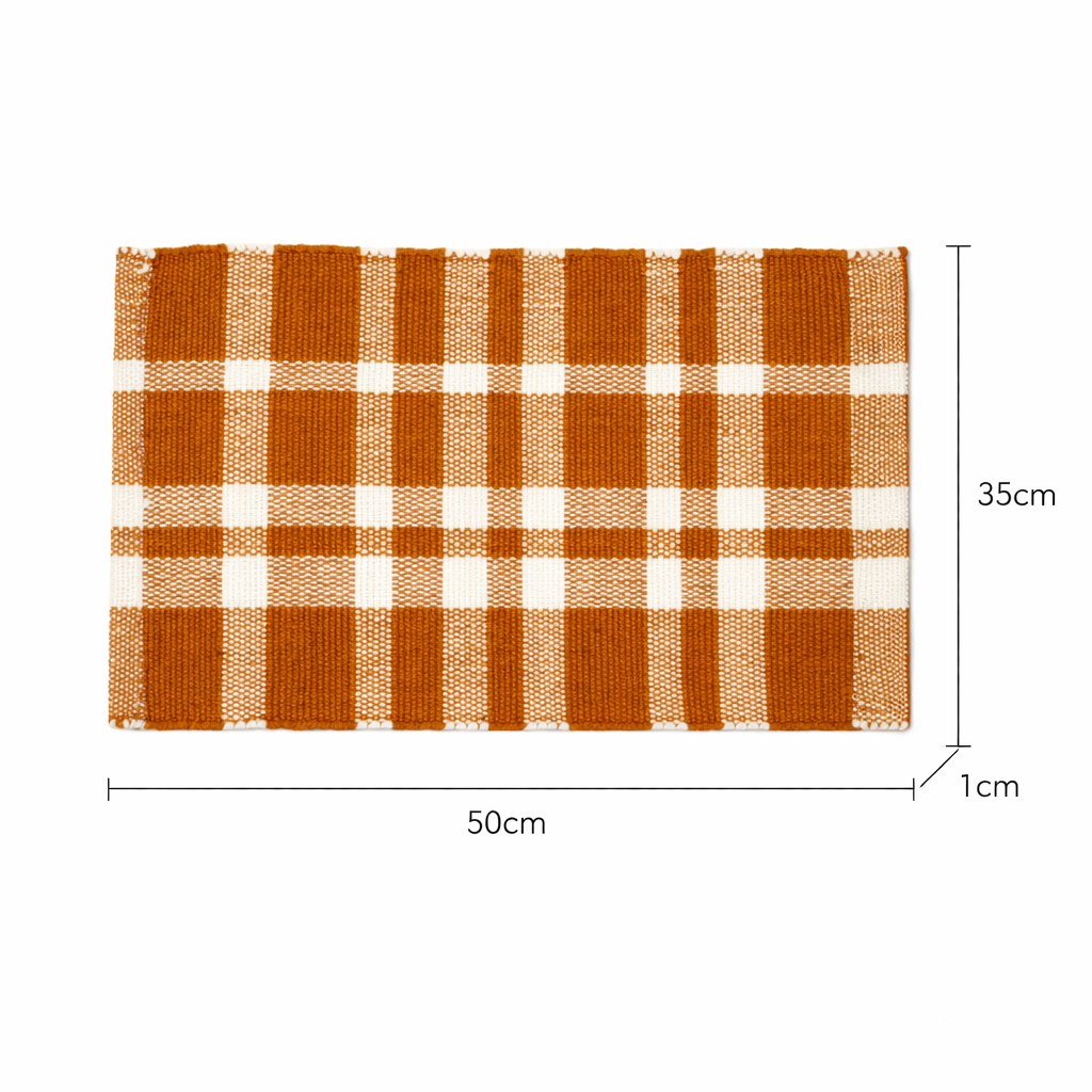 Gold Checker Stripe Placemat – Durable Polyester Table Mat for Elegant Dining