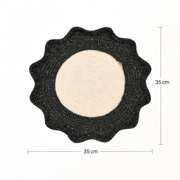 Charcoal Polyester Braided Placemat – Durable Round Table Mat for Dining