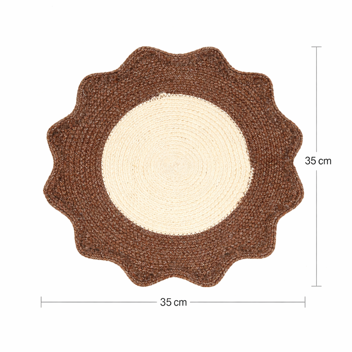 Brown Polyester Braided Placemat – Durable Round Table Mat for Dining
