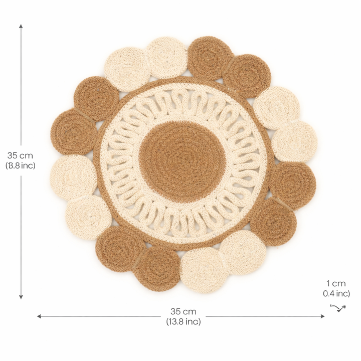 Beige Cotton Braided Placemat – Handcrafted Durable Table Mat for Dining
